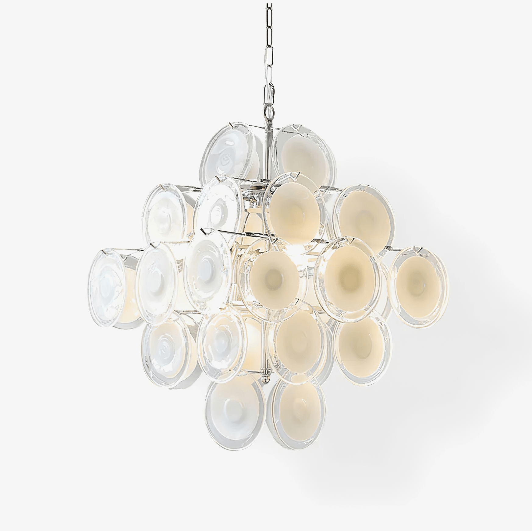 Aurora Chandelier White Murano Glass Discs Cluster