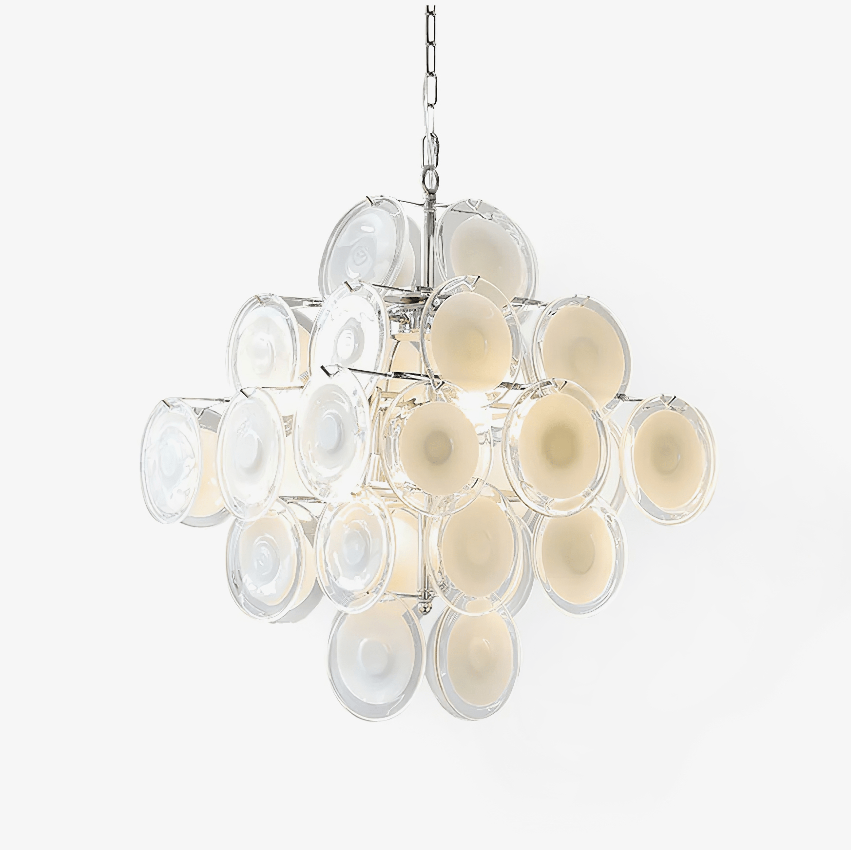 Aurora Chandelier White Murano Glass Discs Cluster