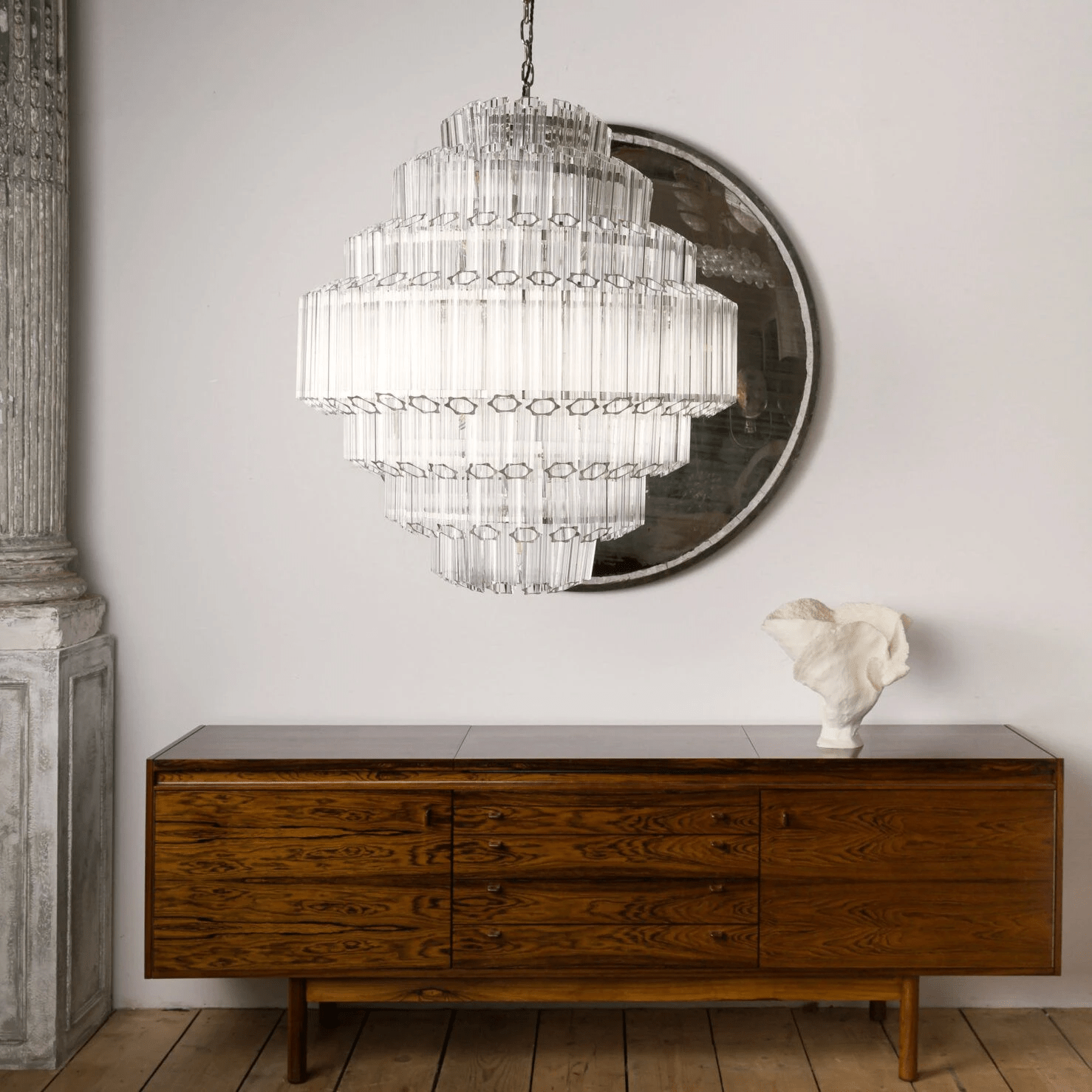 Aurora Chandelier Clear Glass Tube Layered Grande Vintage - Neutralighting