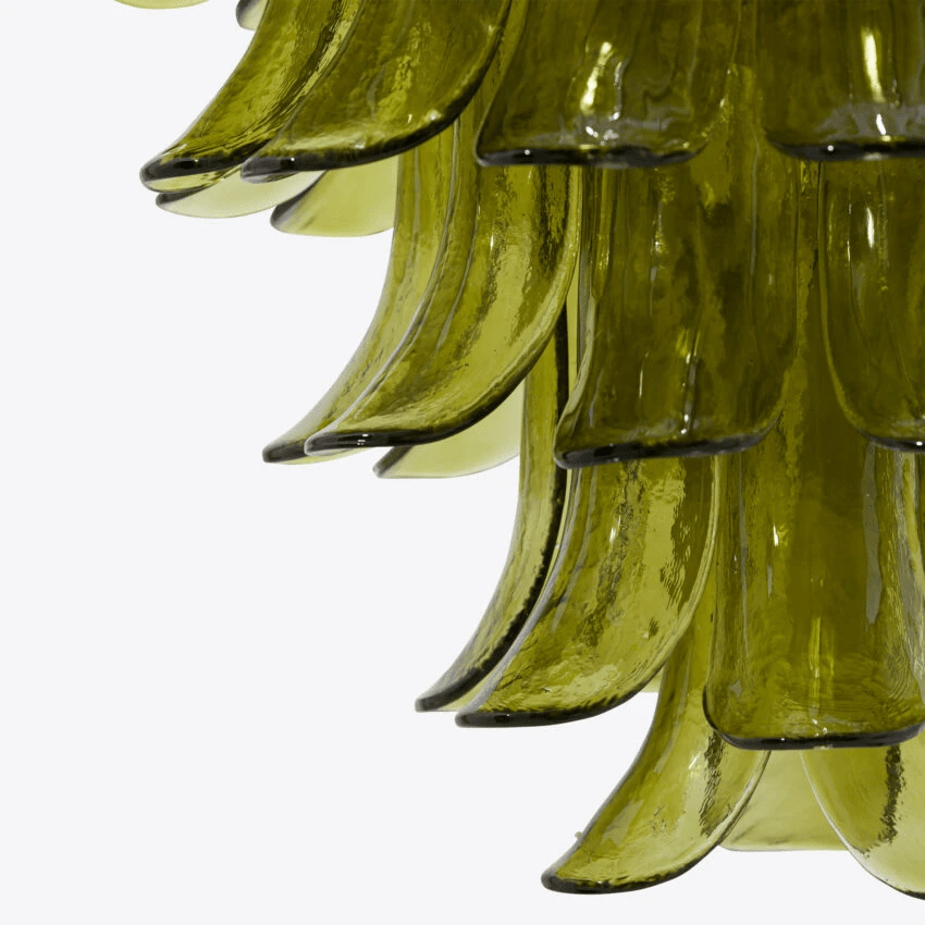 Aurora Chandelier Green Petal Glass Layered Natural - Neutralighting