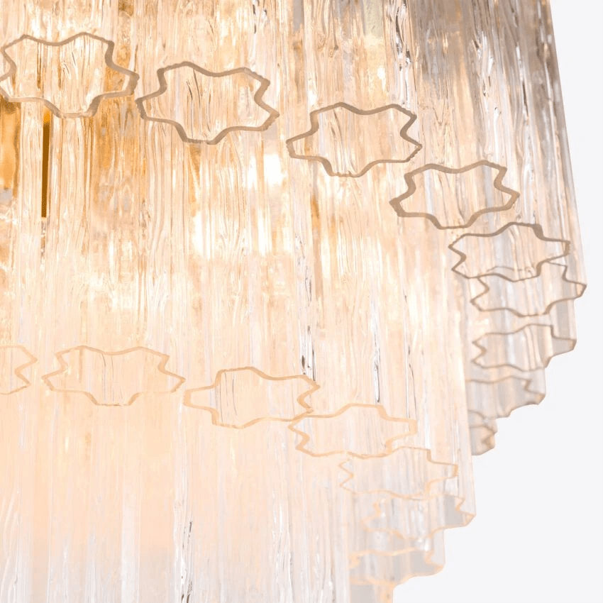 Aurora Chandelier Five Tier Fluted Glass Tube Mid Century - Neutralighting