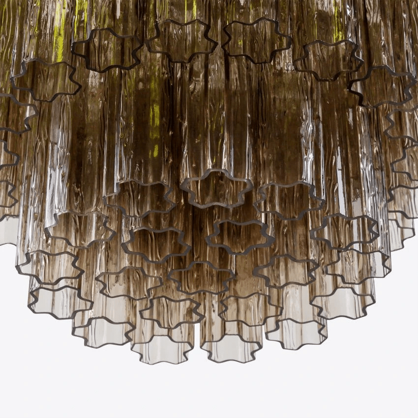 Aurora Chandelier Five Tier Fluted Glass Tube Mid Century - Neutralighting