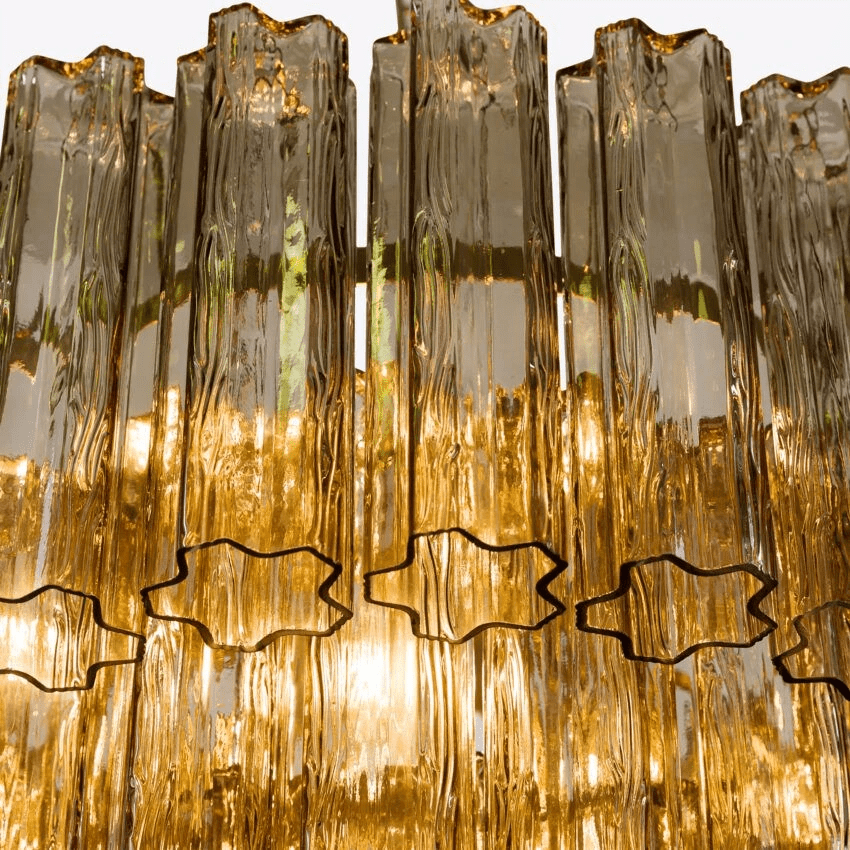 Aurora Chandelier Five Tier Fluted Glass Tube Mid Century - Neutralighting