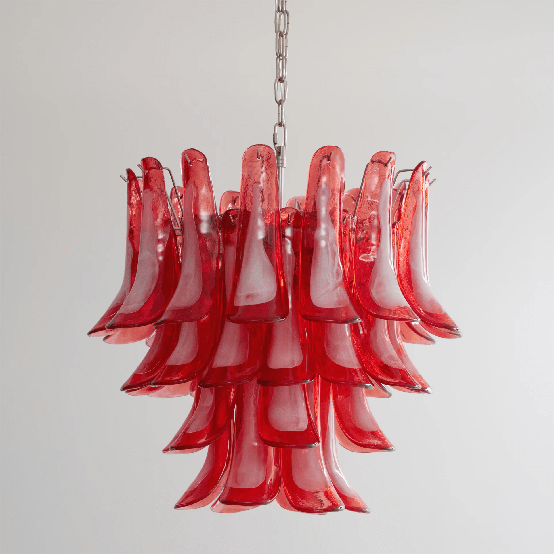 Aurora Chandelier Crimson Murano Glass Petals Layered Vintage