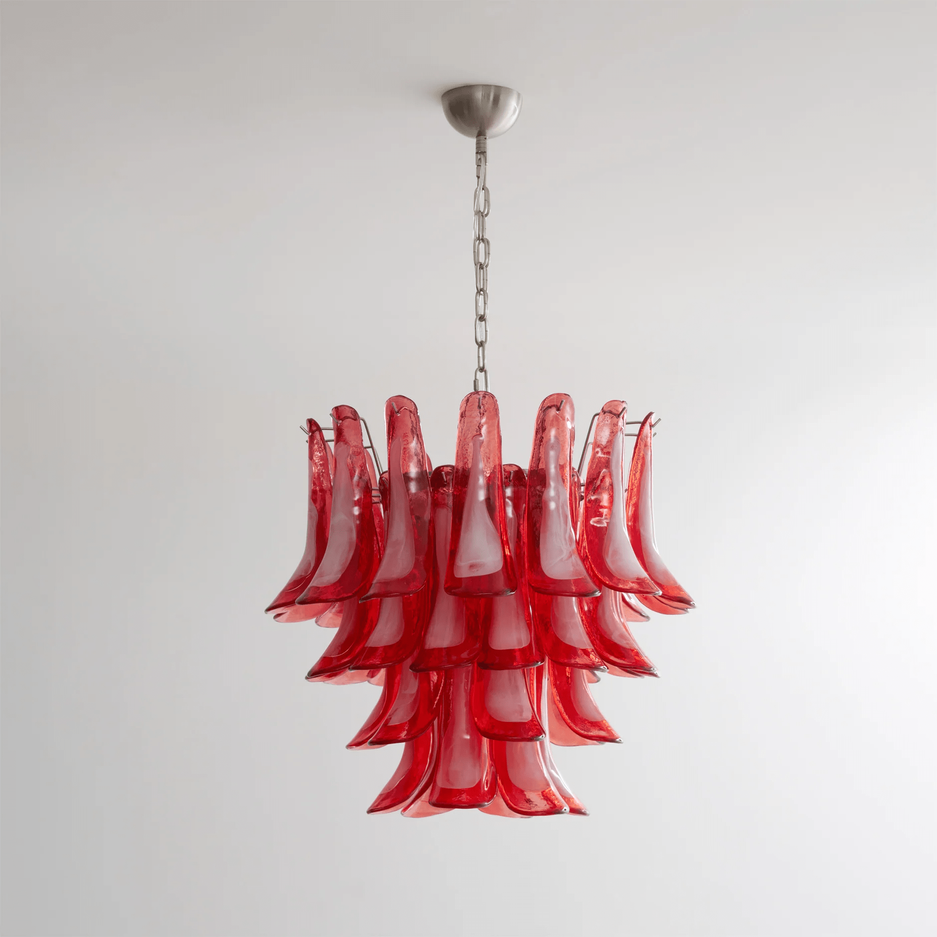 Aurora Chandelier Crimson Murano Glass Petals Layered Vintage