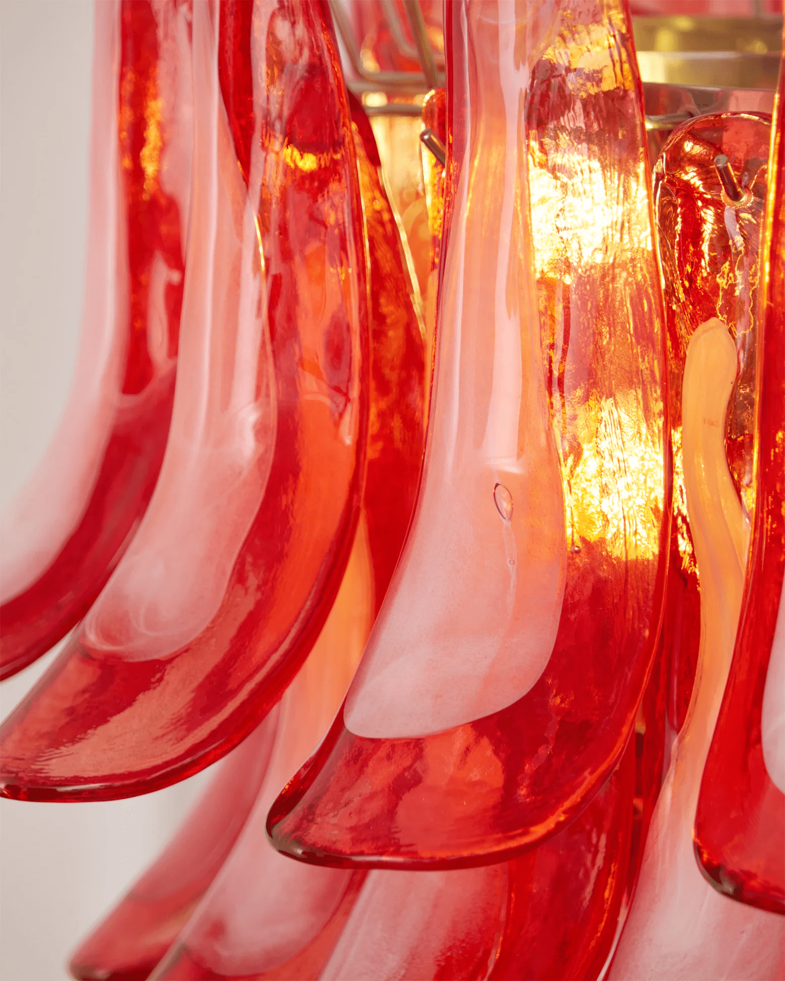 Aurora Chandelier Crimson Murano Glass Petals Layered Vintage