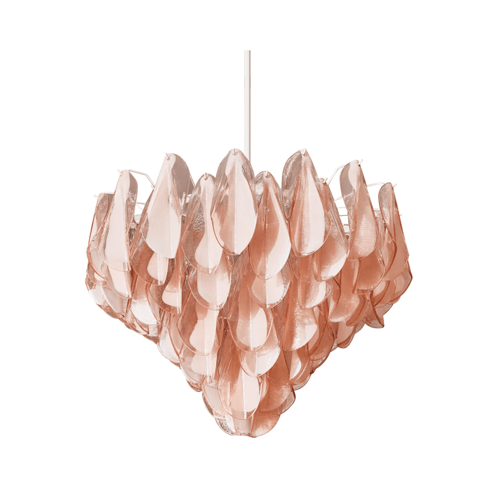 Aurora Chandelier Amber Murano Glass Oval Drops Layered