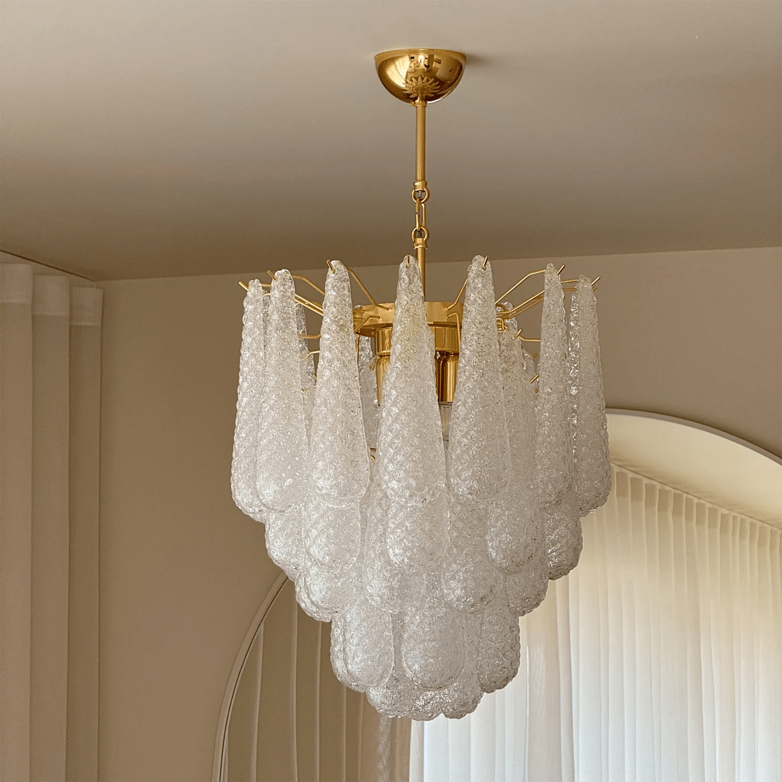 Aurora Chandelier Murano Glass Drops Frosted Teardrop