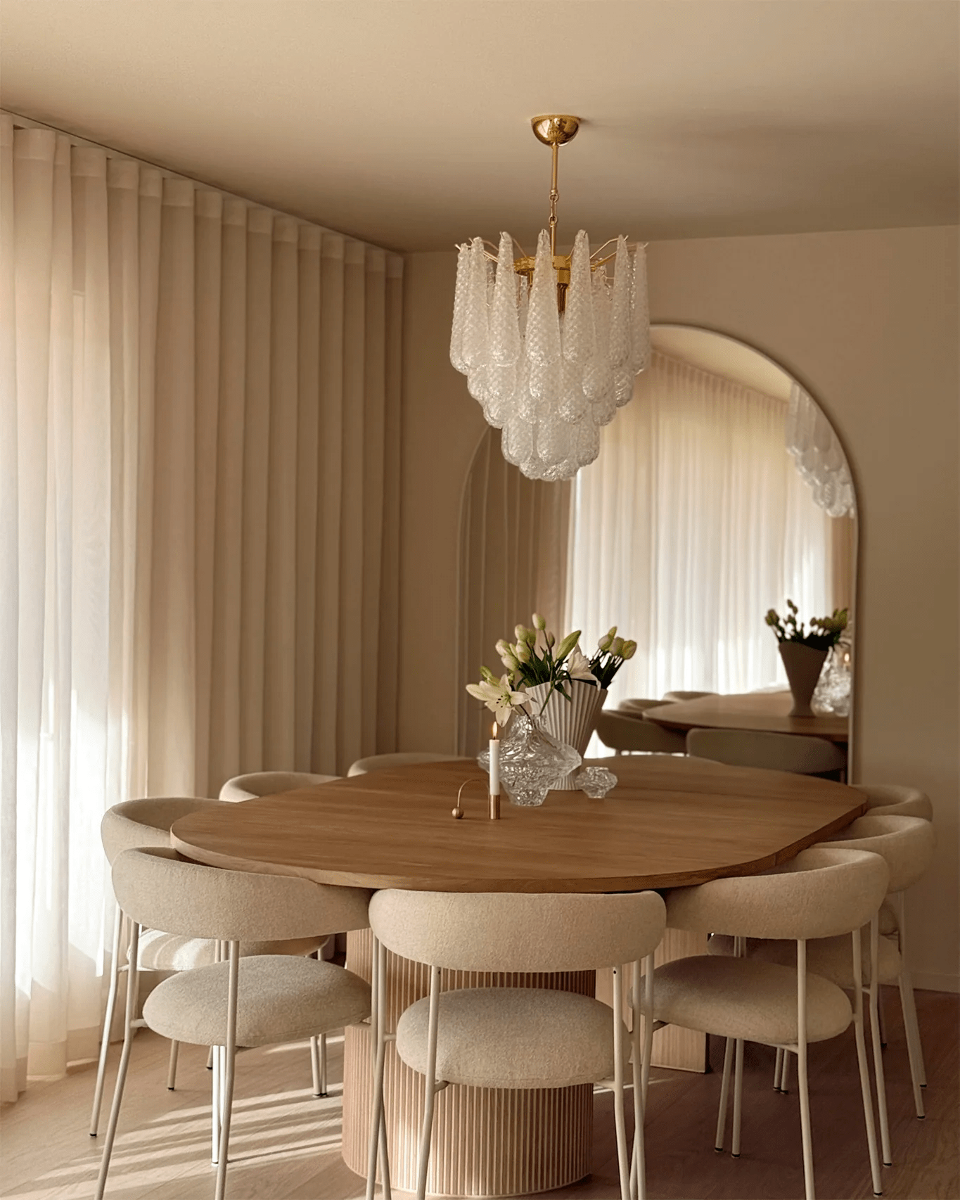 Aurora Chandelier Murano Glass Drops Frosted Teardrop