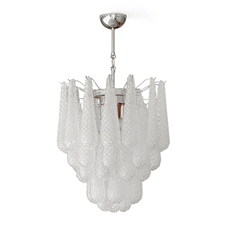 Aurora Chandelier Murano Glass Drops Frosted Teardrop
