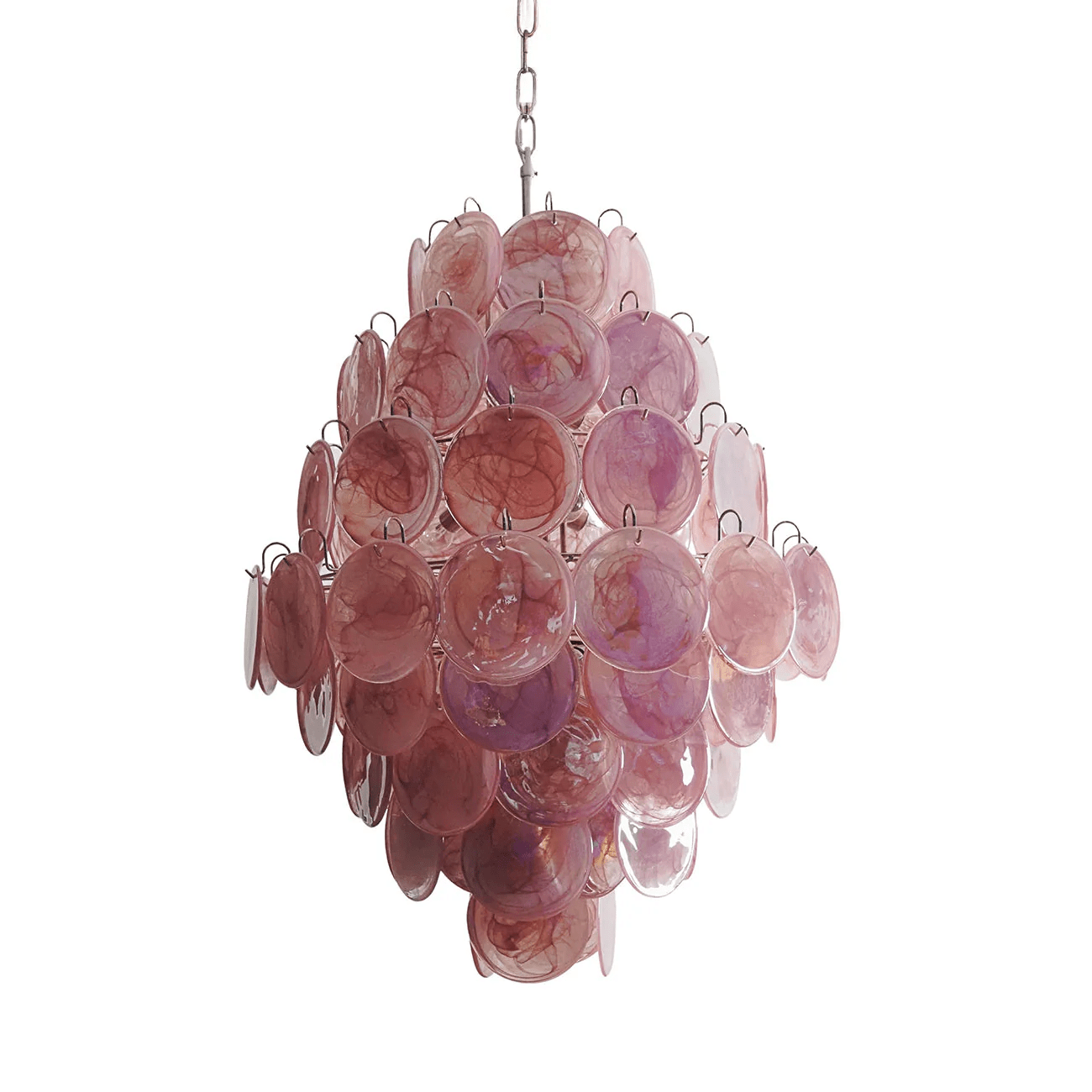 Aurora Chandelier Pink Murano Glass Handblown Discs