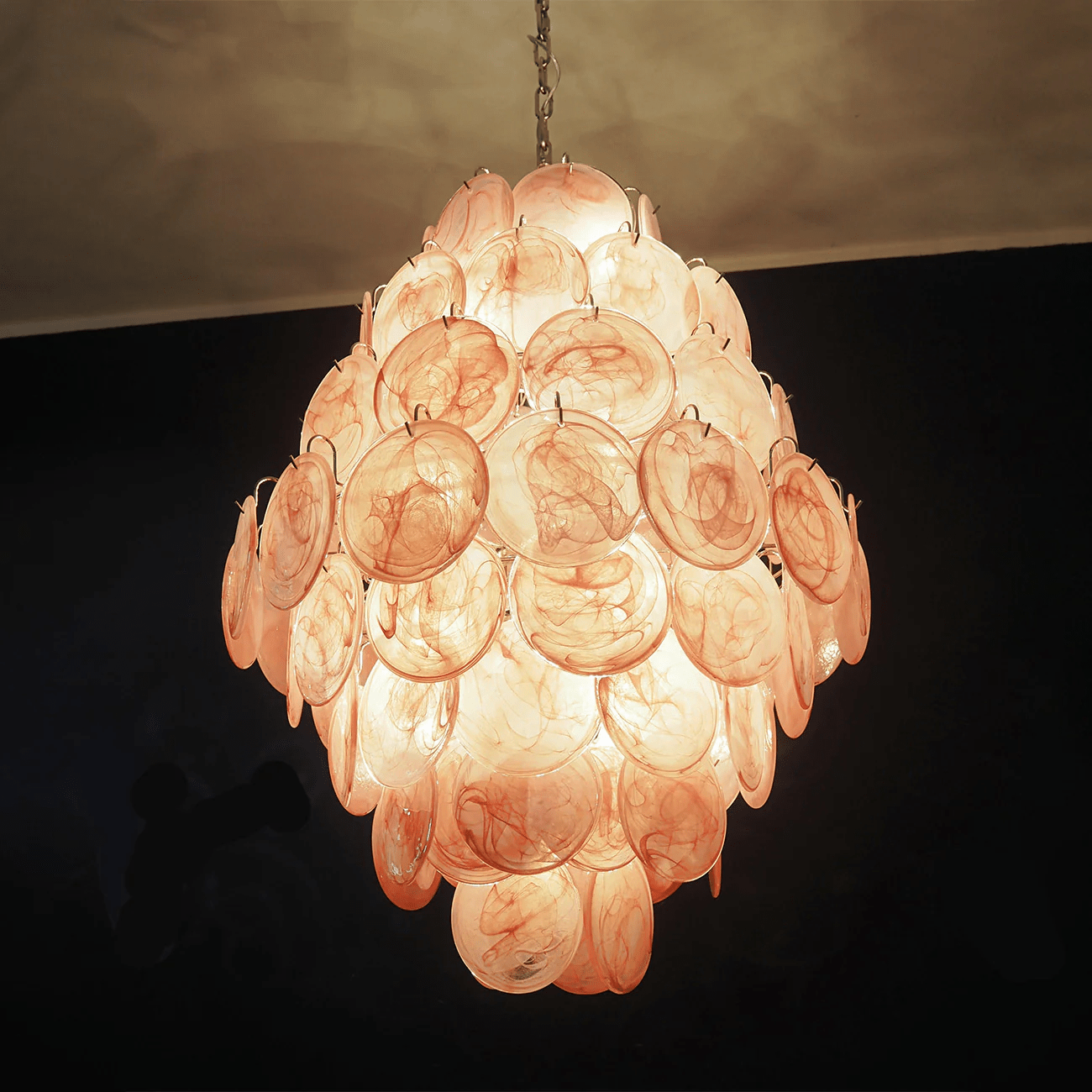 Aurora Chandelier Pink Murano Glass Handblown Discs