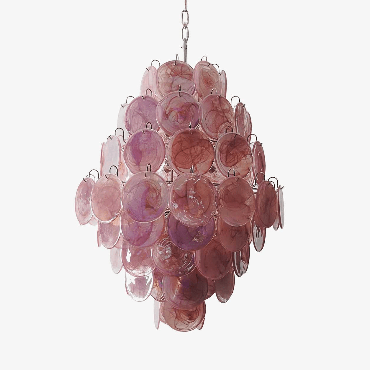 Aurora Chandelier Pink Murano Glass Handblown Discs