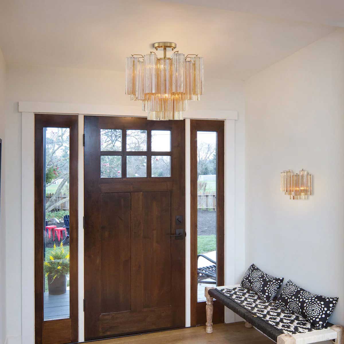Aurora Ceiling Lamp Clear Murano Glass Tubular Handblown