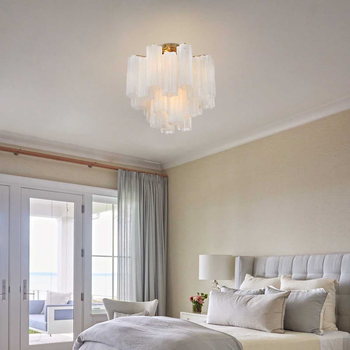 Aurora Ceiling Lamp Clear Murano Glass Tubular Handblown