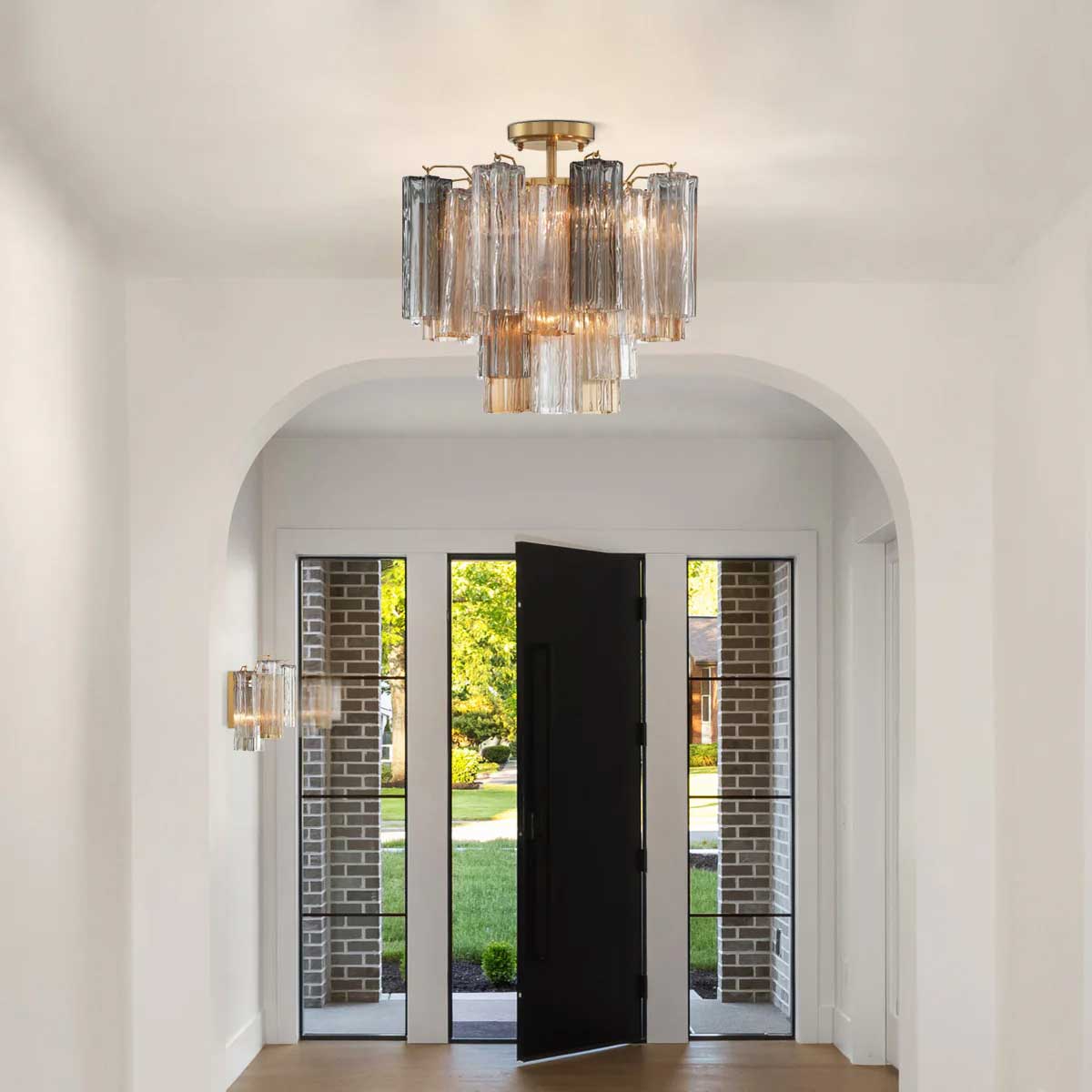 Aurora Ceiling Lamp Clear Murano Glass Tubular Handblown
