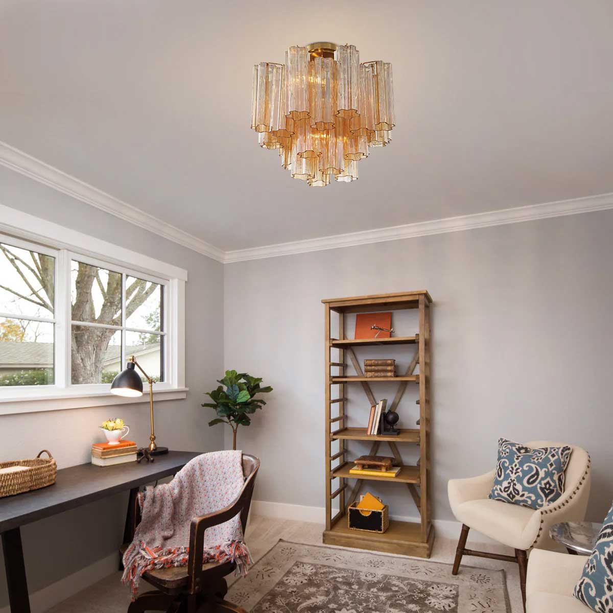 Aurora Ceiling Lamp Clear Murano Glass Tubular Handblown