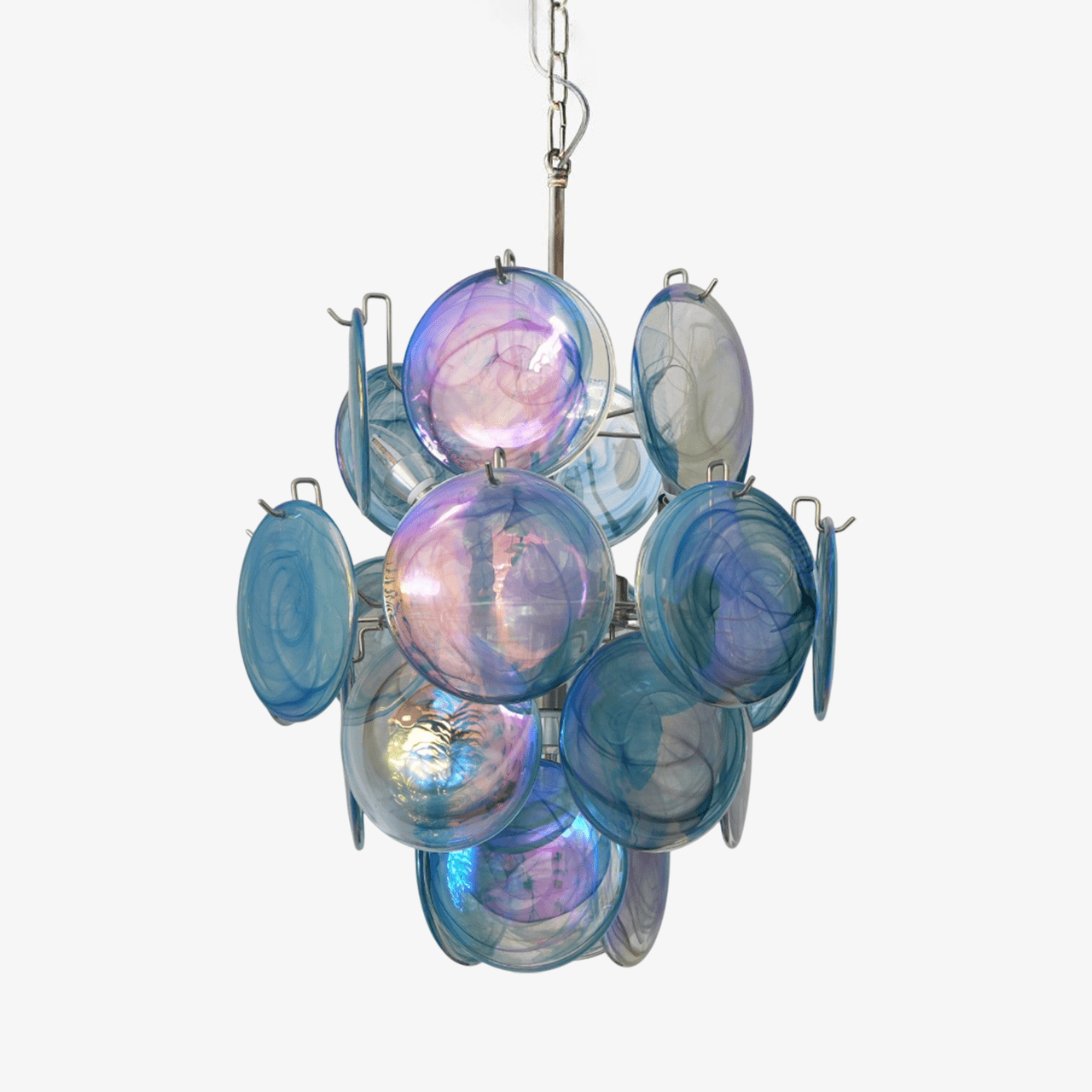 Aurora Chandelier Blue Murano Glass Disc Vintage