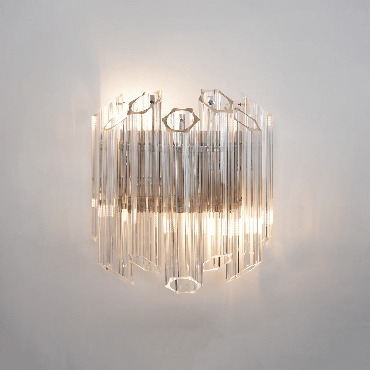 Aurora Wall Lamp Clear Murano Glass Tube Cascade