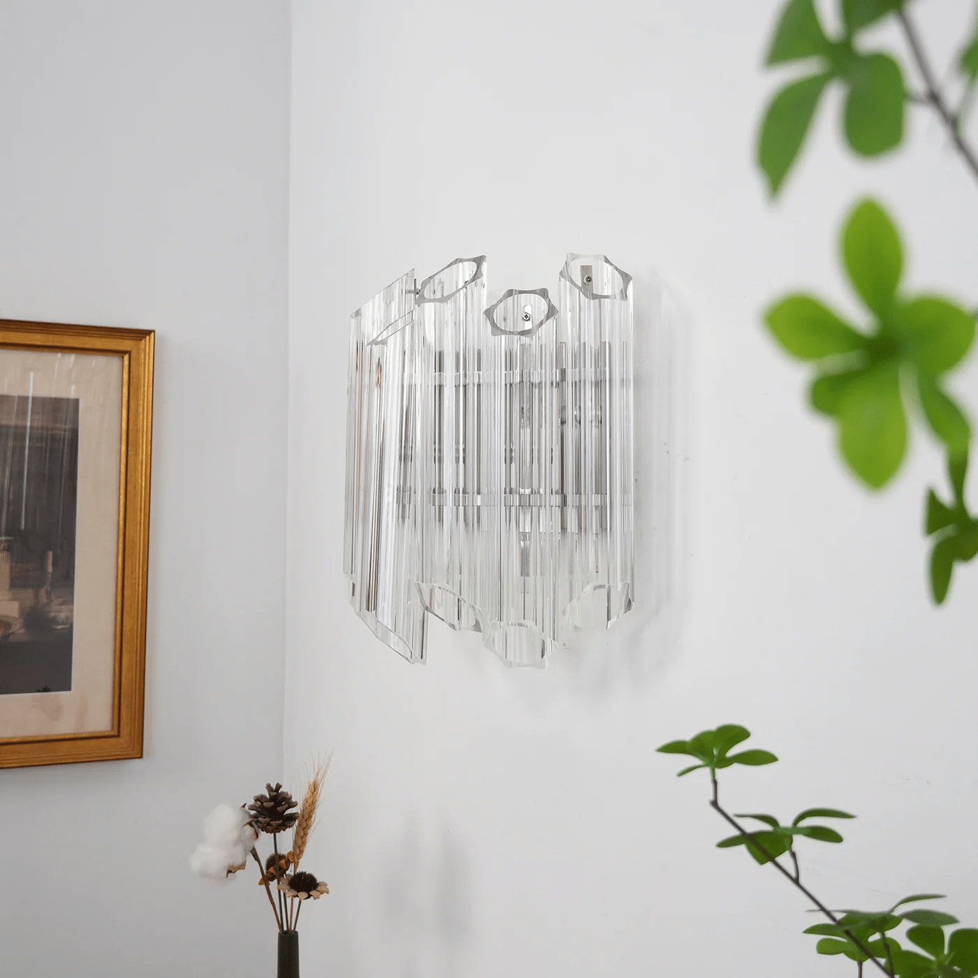 Aurora Wall Lamp Clear Murano Glass Tube Cascade