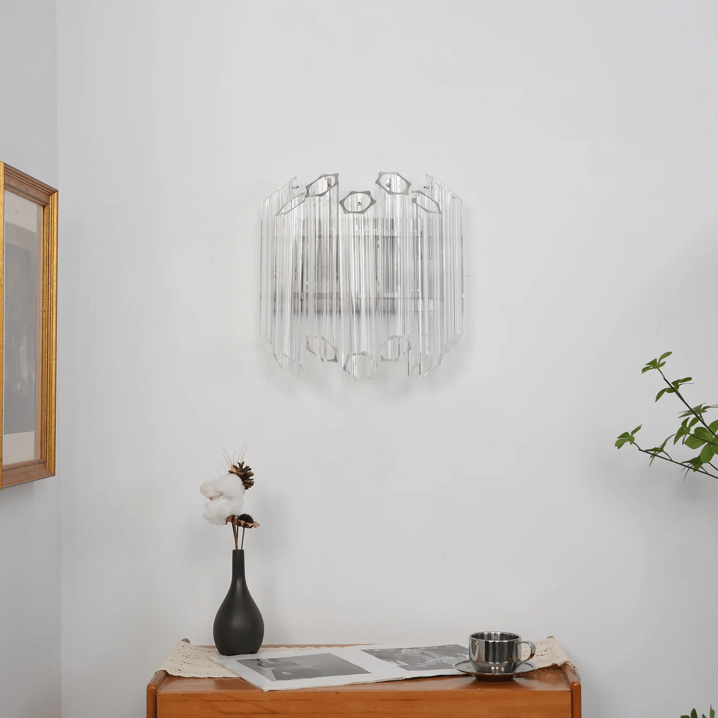 Aurora Wall Lamp Clear Murano Glass Tube Cascade