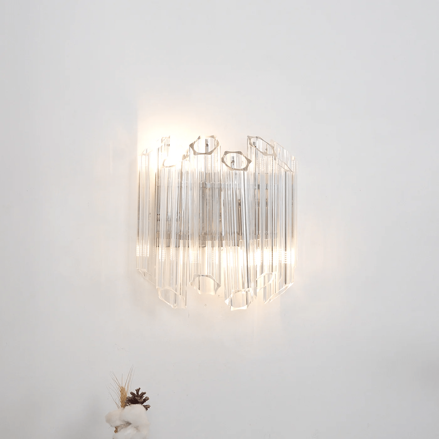 Aurora Wall Lamp Clear Murano Glass Tube Cascade