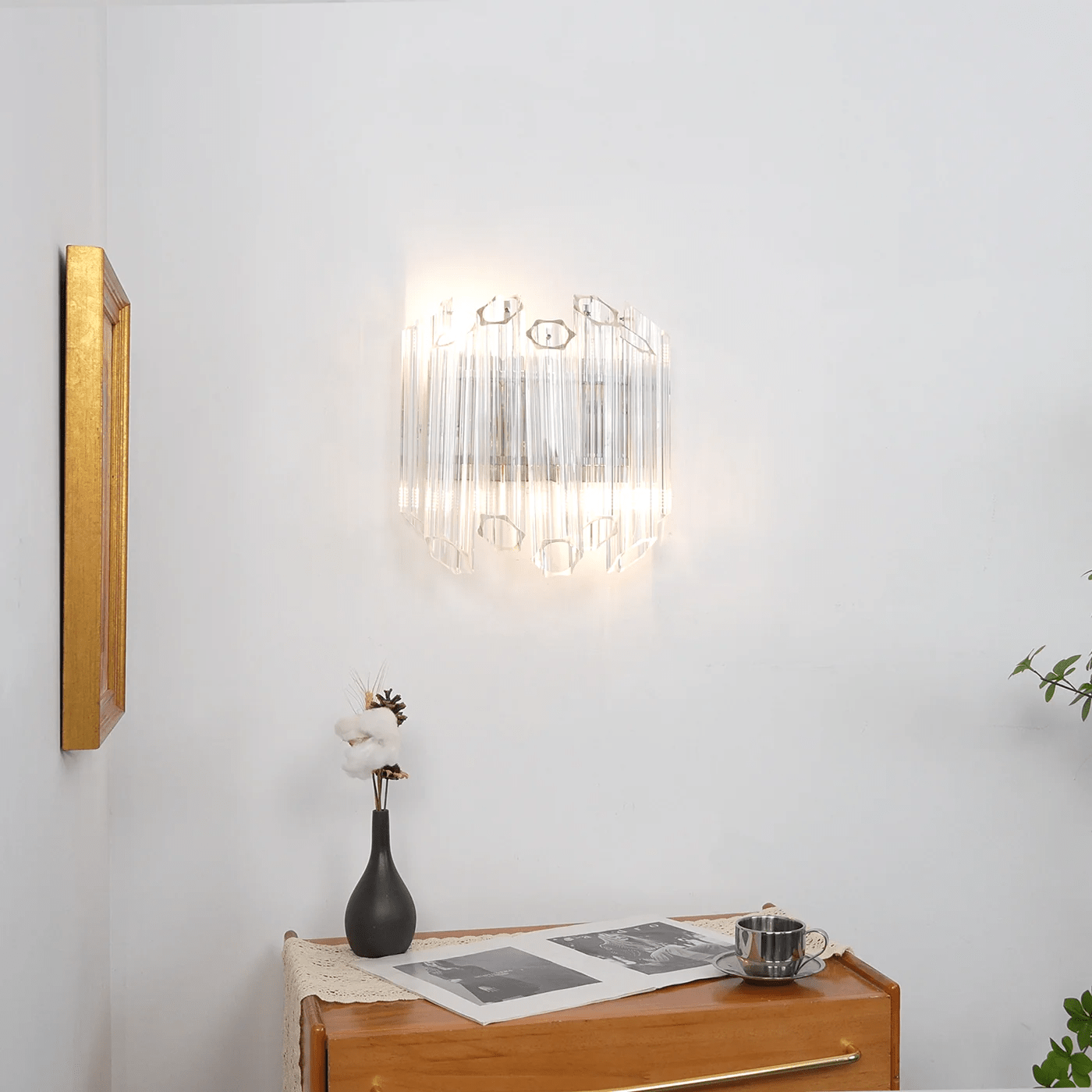 Aurora Wall Lamp Clear Murano Glass Tube Cascade