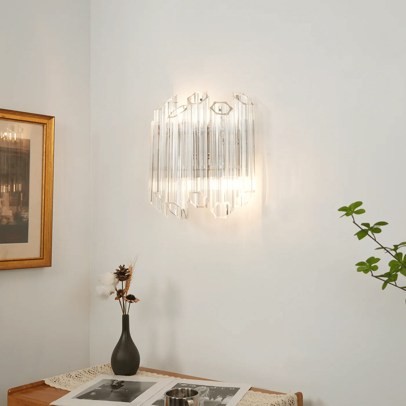 Aurora Wall Lamp Clear Murano Glass Tube Cascade