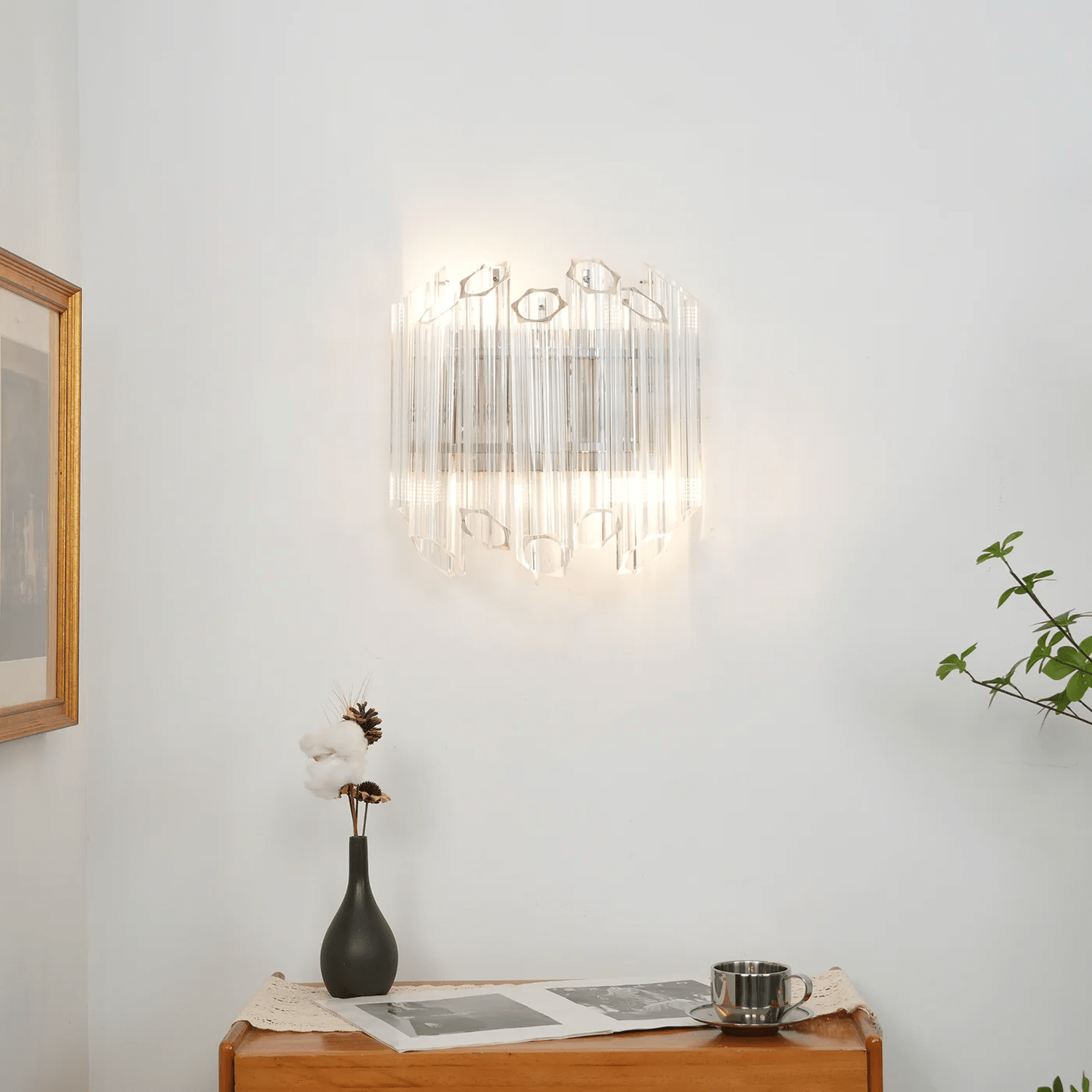 Aurora Wall Lamp Clear Murano Glass Tube Cascade