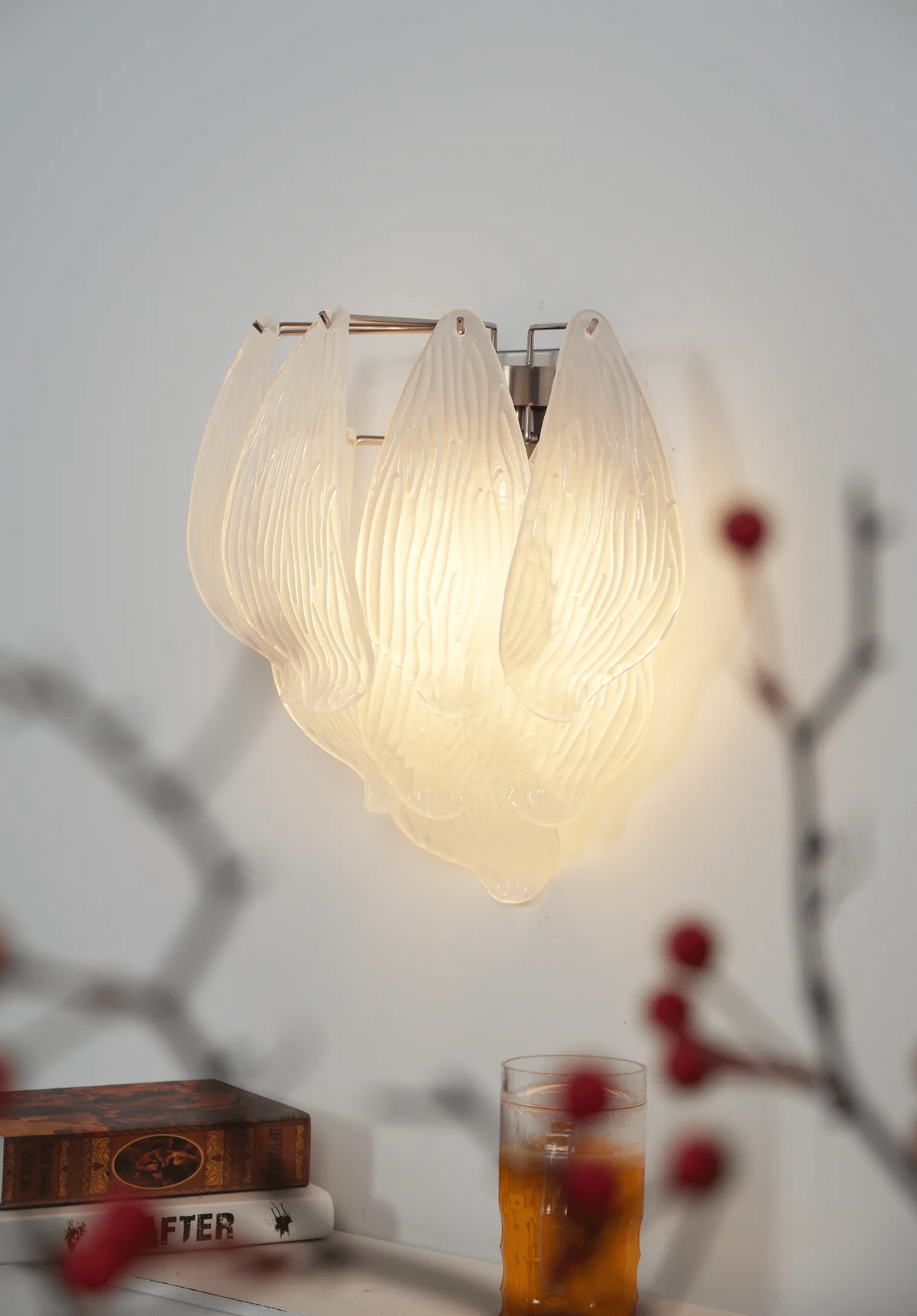 Aurora Wall Lamp Murano Glass Petal Frosted Cascading