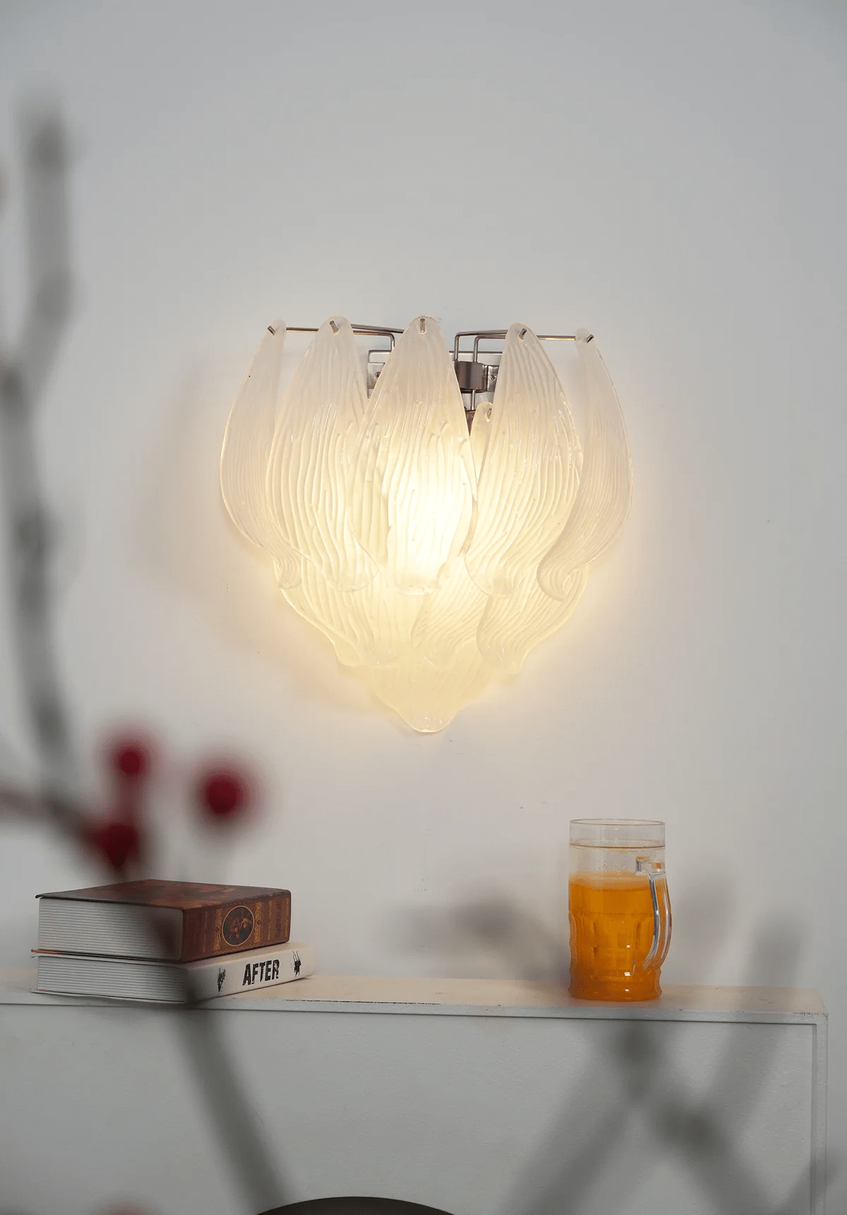 Aurora Wall Lamp Murano Glass Petal Frosted Cascading
