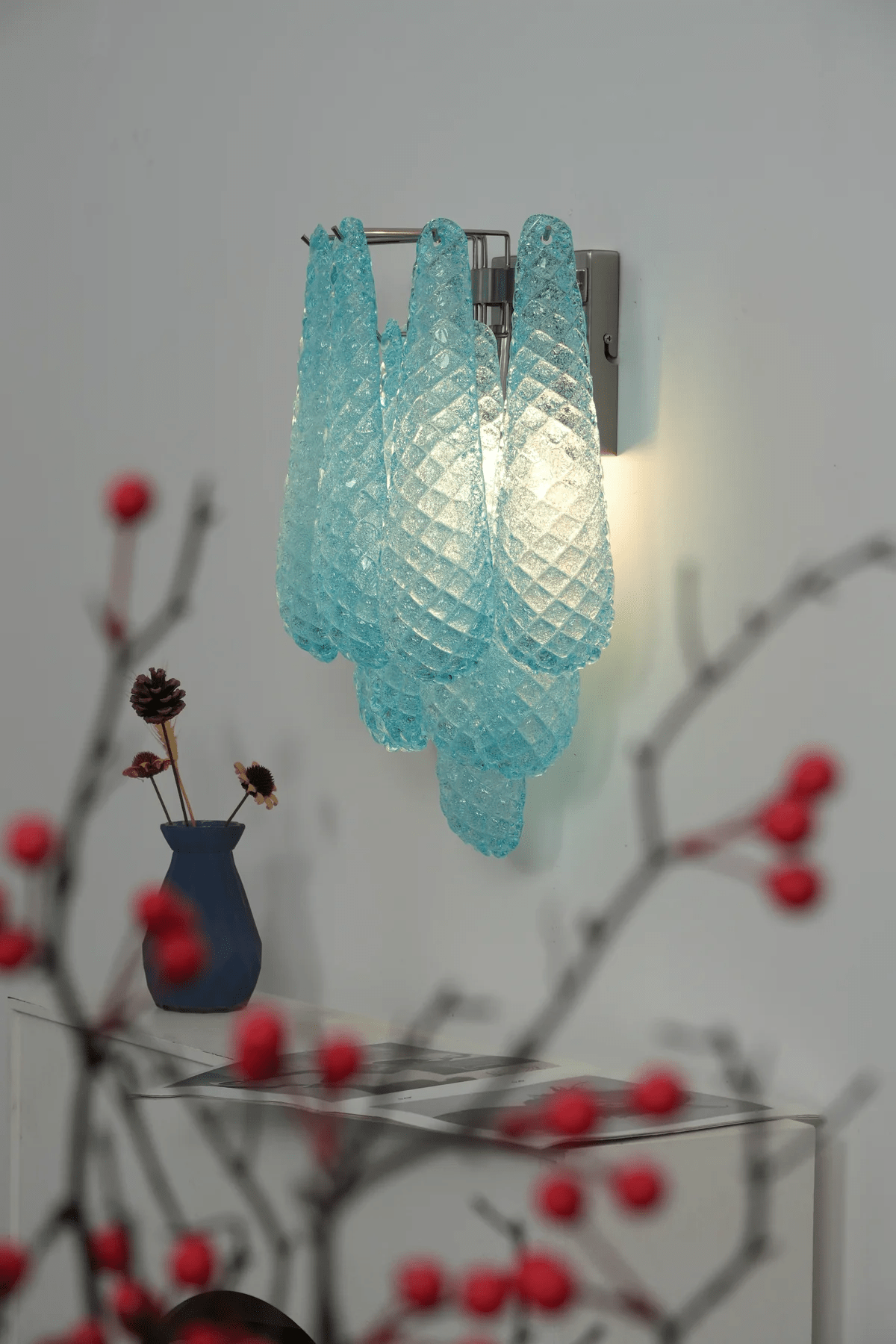 Aurora Wall Lamp Pink Teardrop Glass Floral Artistic - Neutralighting