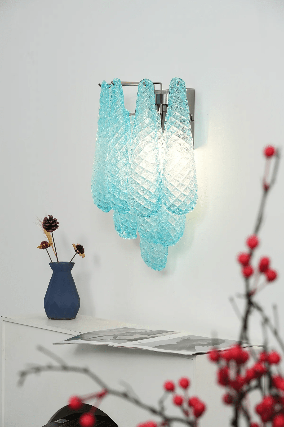 Aurora Wall Lamp Pink Teardrop Glass Floral Artistic - Neutralighting