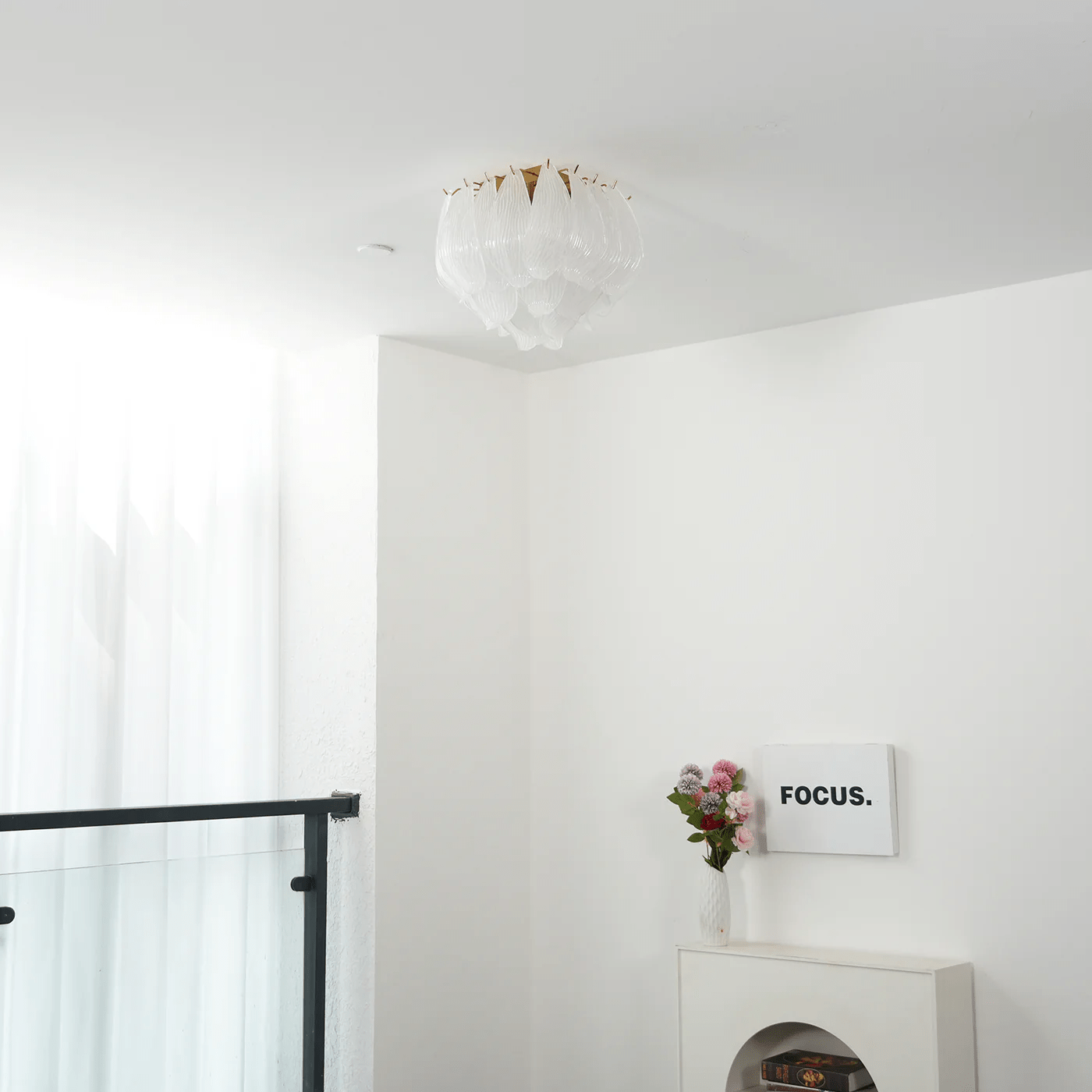 Aurora Ceiling Lamp Murano Petal Hand-Blown Glass Flushmount