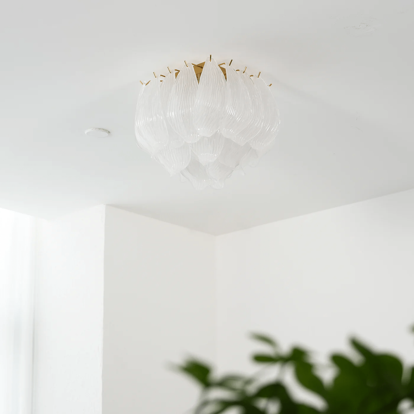 Aurora Ceiling Lamp Murano Petal Hand-Blown Glass Flushmount