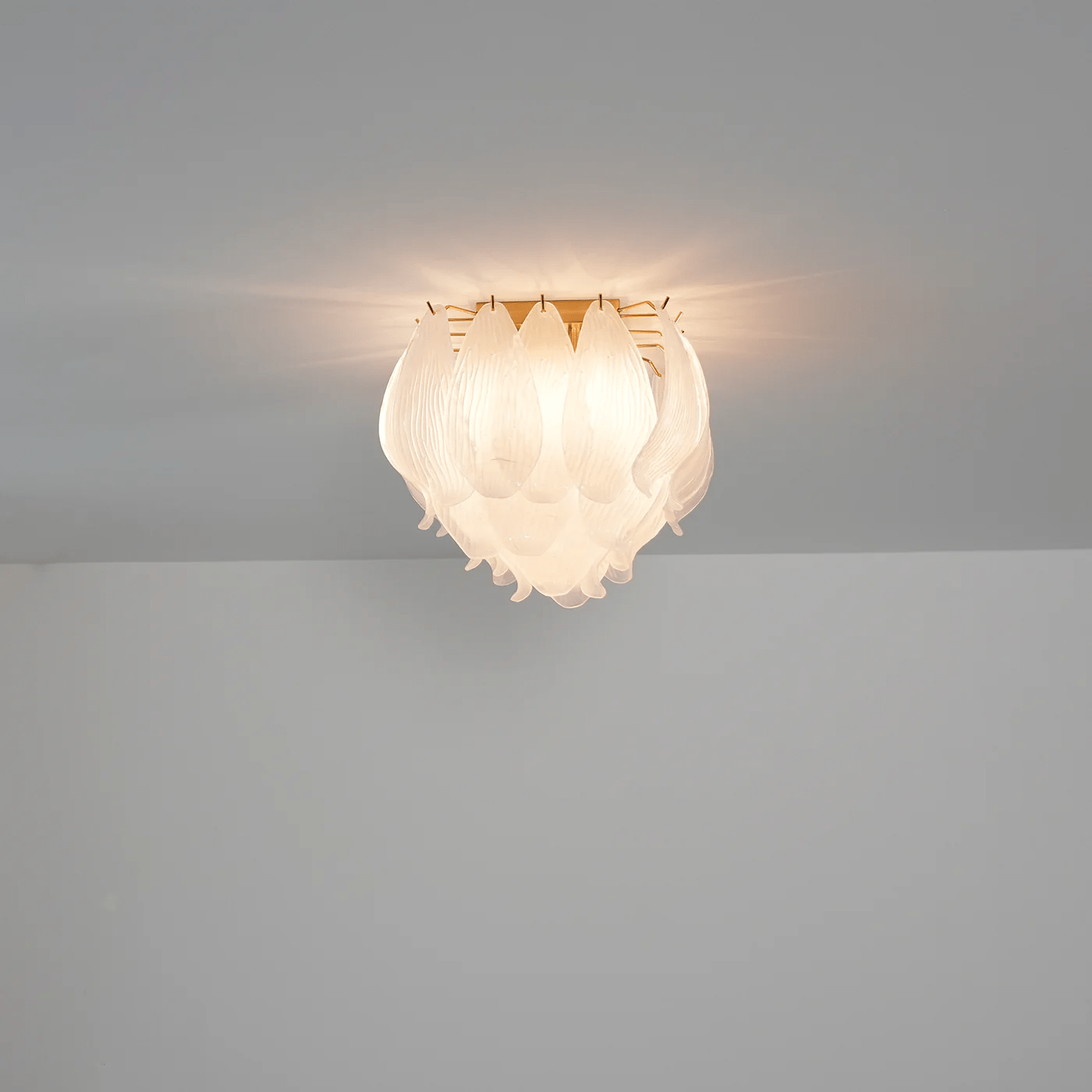Aurora Ceiling Lamp Murano Petal Hand-Blown Glass Flushmount