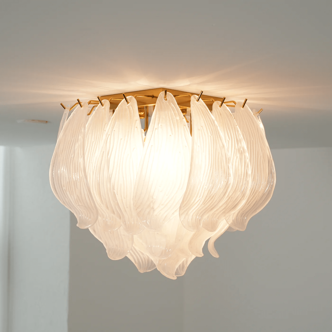 Aurora Ceiling Lamp Murano Petal Hand-Blown Glass Flushmount