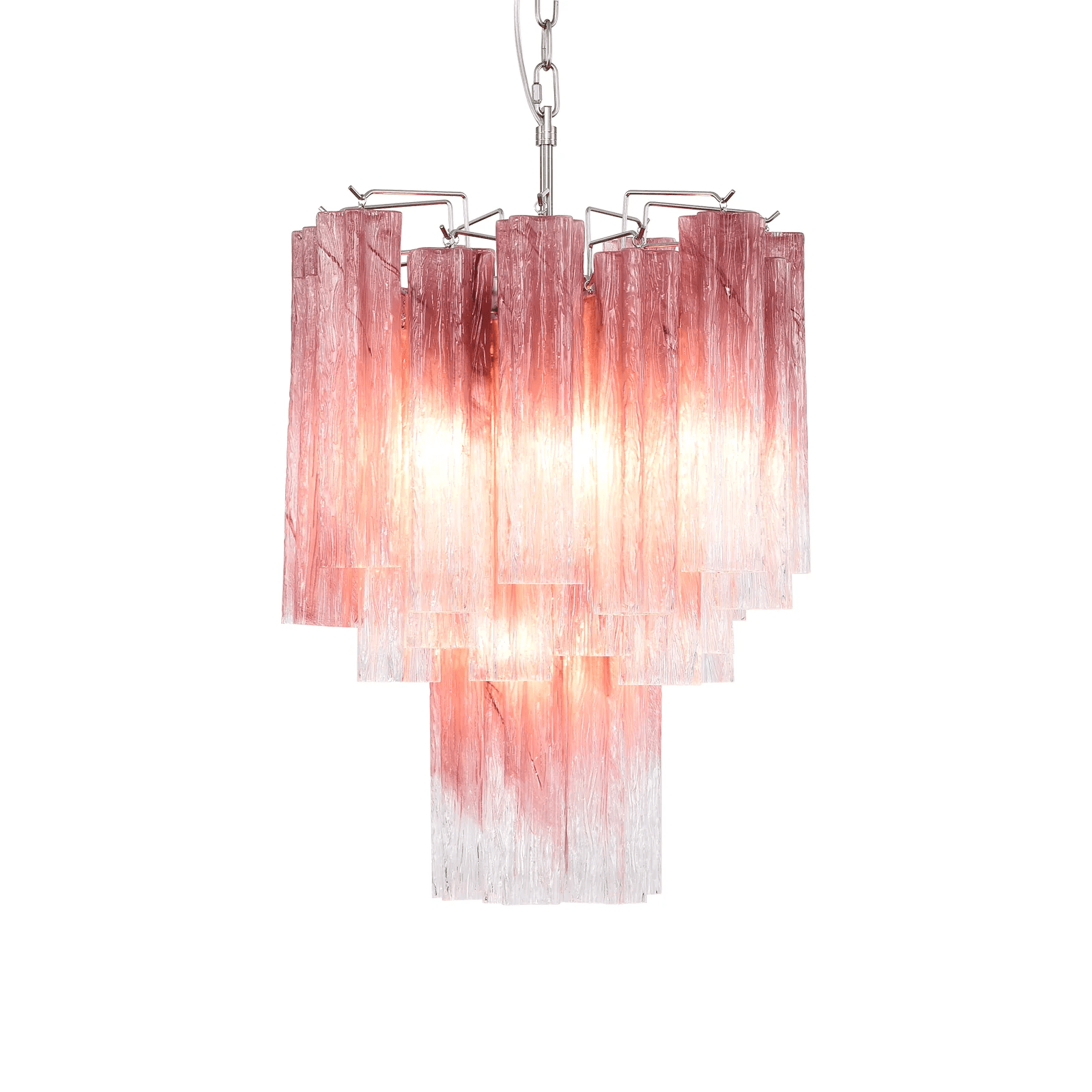 Aurora Chandelier Rose Gradient Murano Glass Tiered