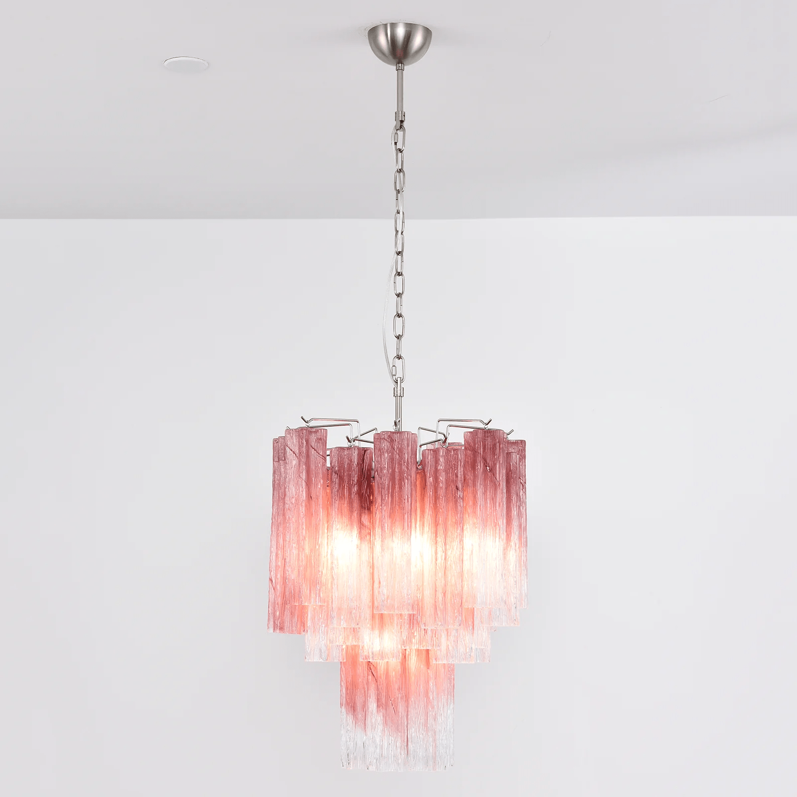 Aurora Chandelier Rose Gradient Murano Glass Tiered