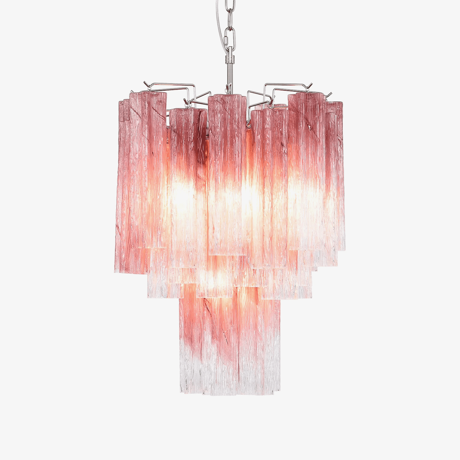 Aurora Chandelier Rose Gradient Murano Glass Tiered