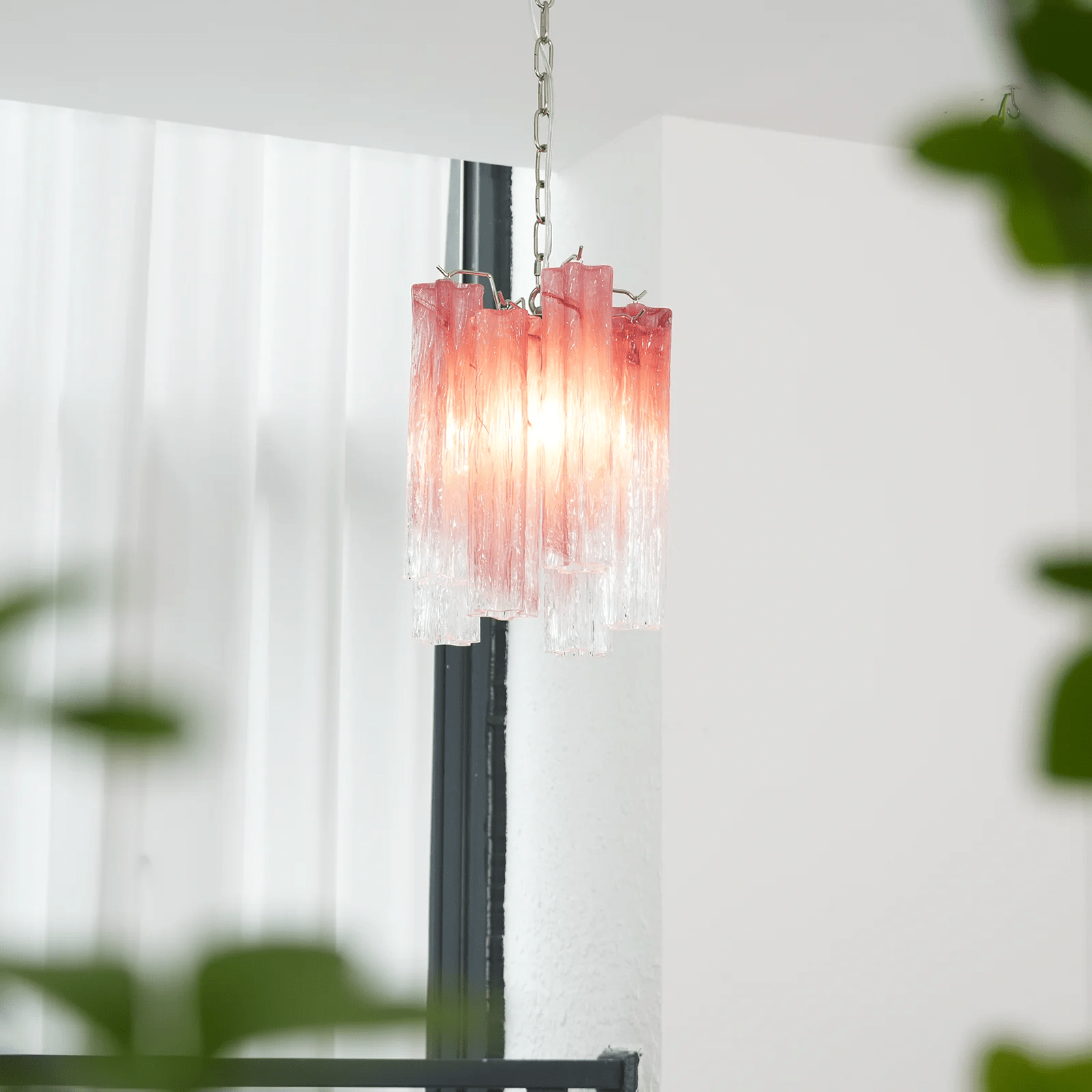 Aurora Chandelier Pink Gradient Murano Glass