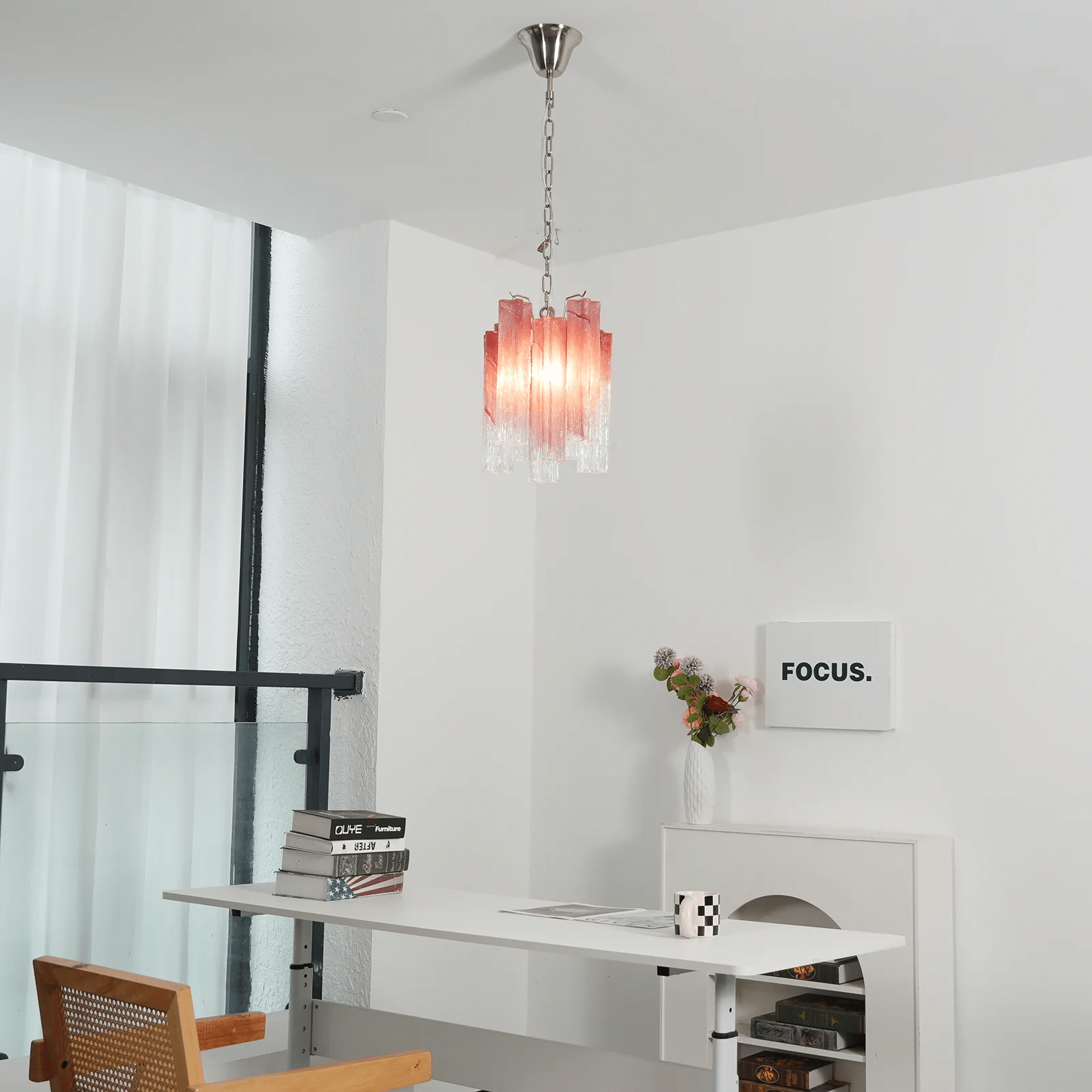Aurora Chandelier Pink Gradient Murano Glass