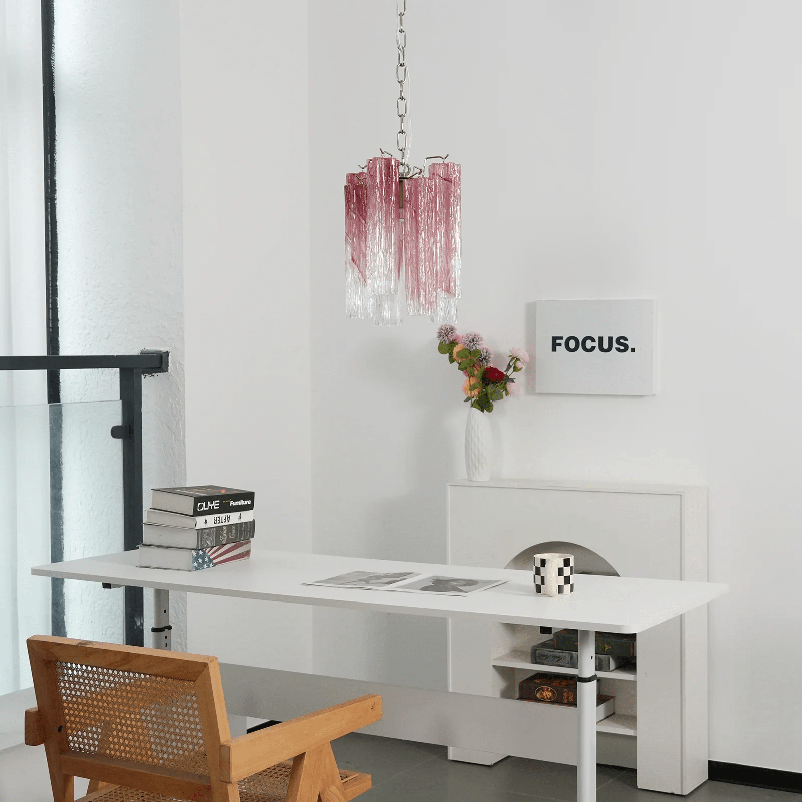 Aurora Chandelier Pink Gradient Murano Glass