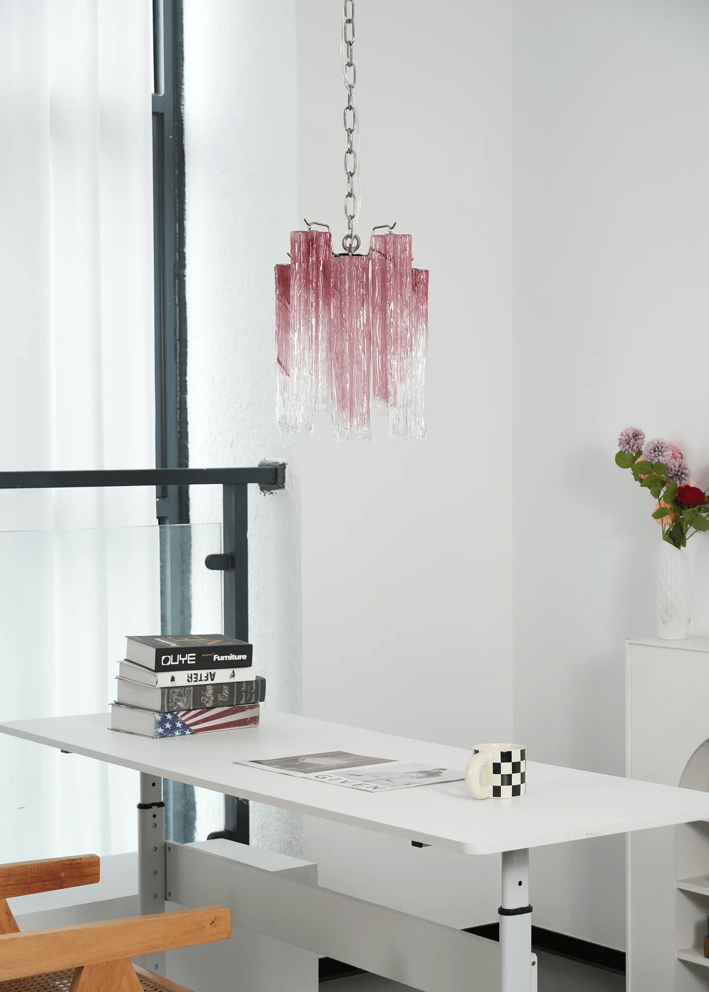 Aurora Chandelier Pink Gradient Murano Glass