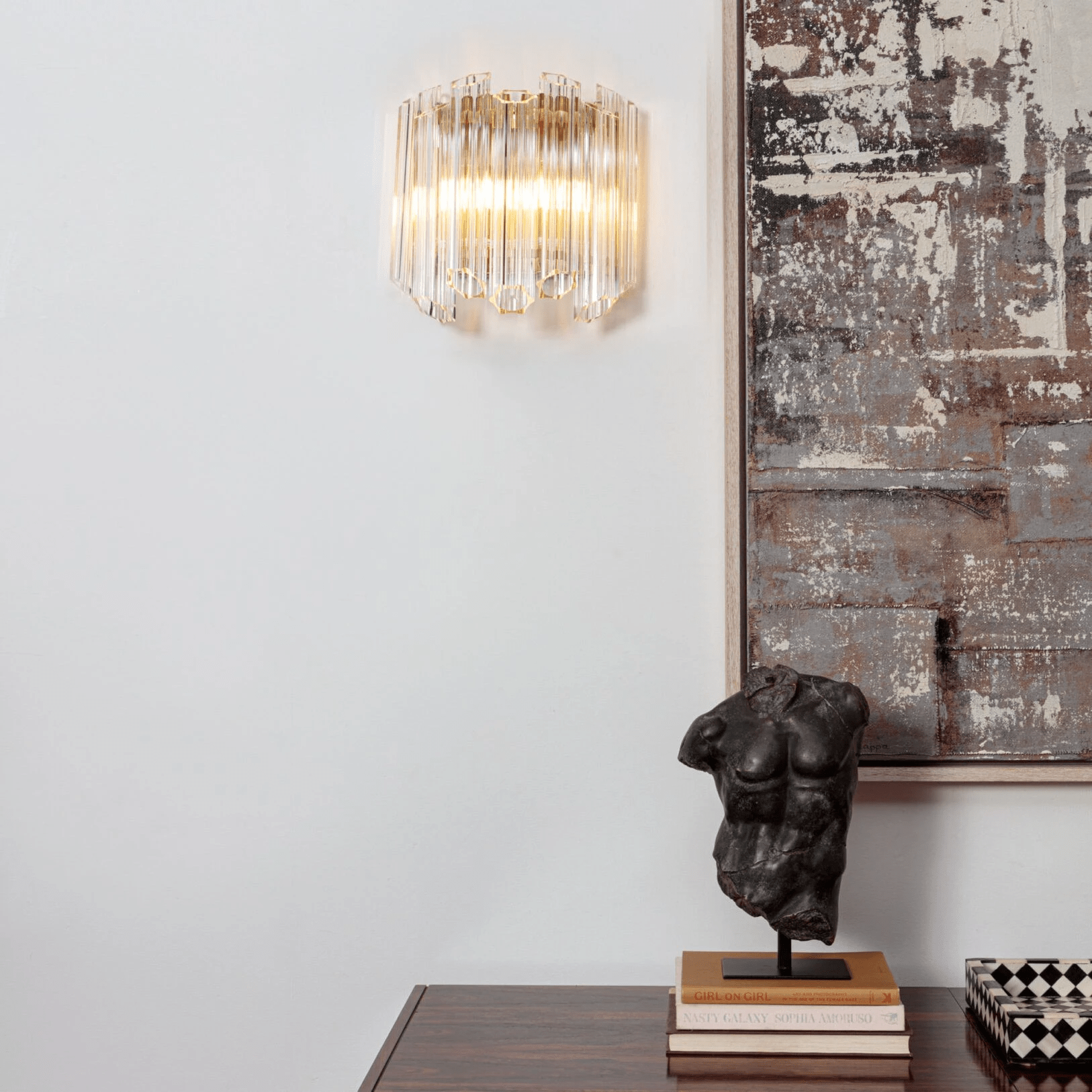Aurora Wall Lamp Clear Murano Glass Tube Cascade