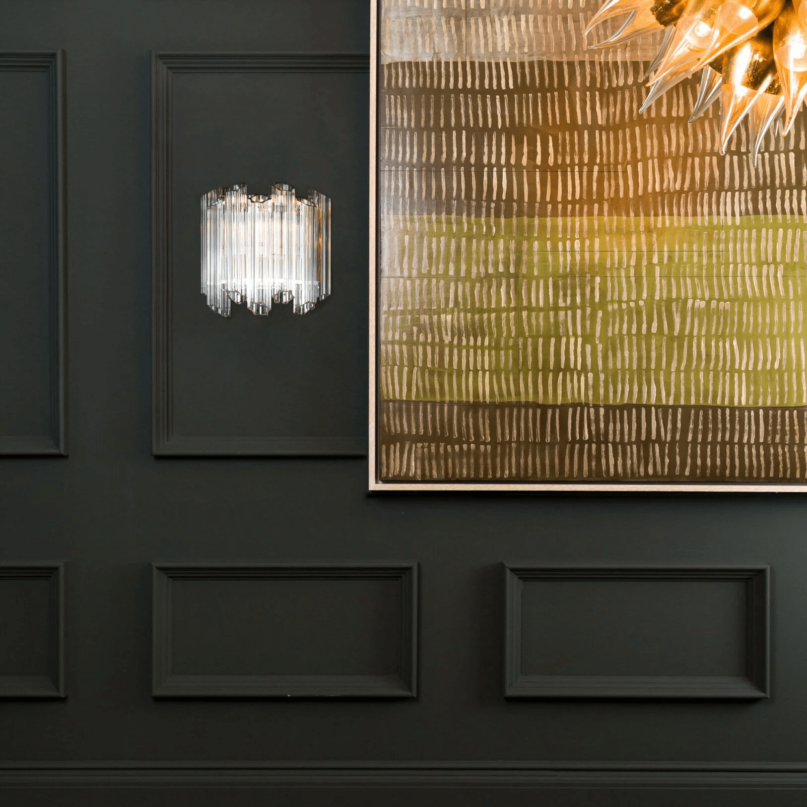 Aurora Wall Lamp Clear Murano Glass Tube Cascade
