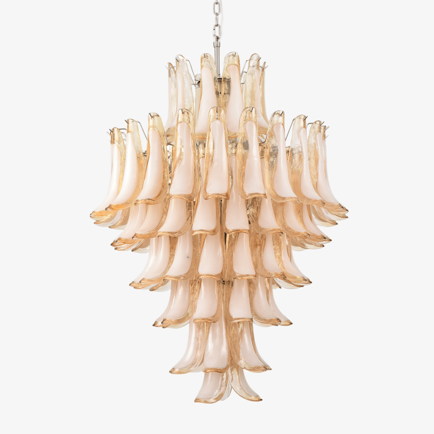 Aurora Chandelier Amber Murano Glass Petal Layered Luxury
