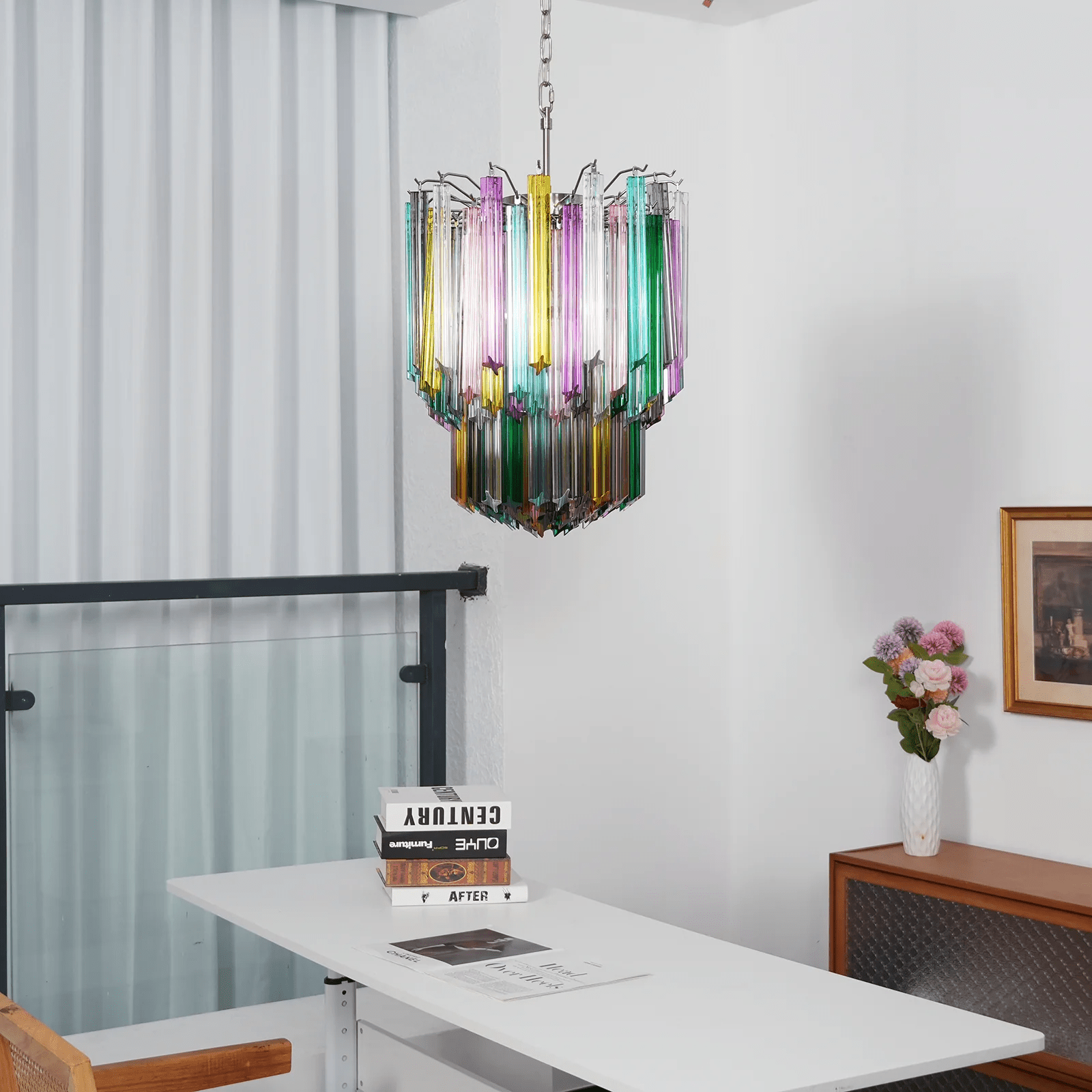 Aurora Chandelier Murano Glass Colorful Prism