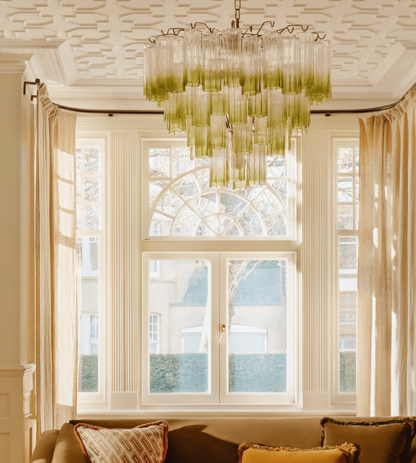 Aurora Chandelier Murano Glass Tiered Green
