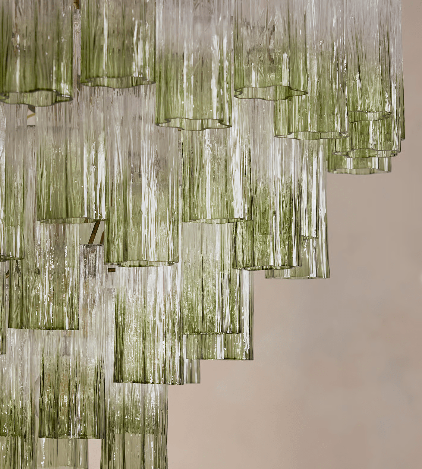 Aurora Chandelier Murano Glass Tiered Green